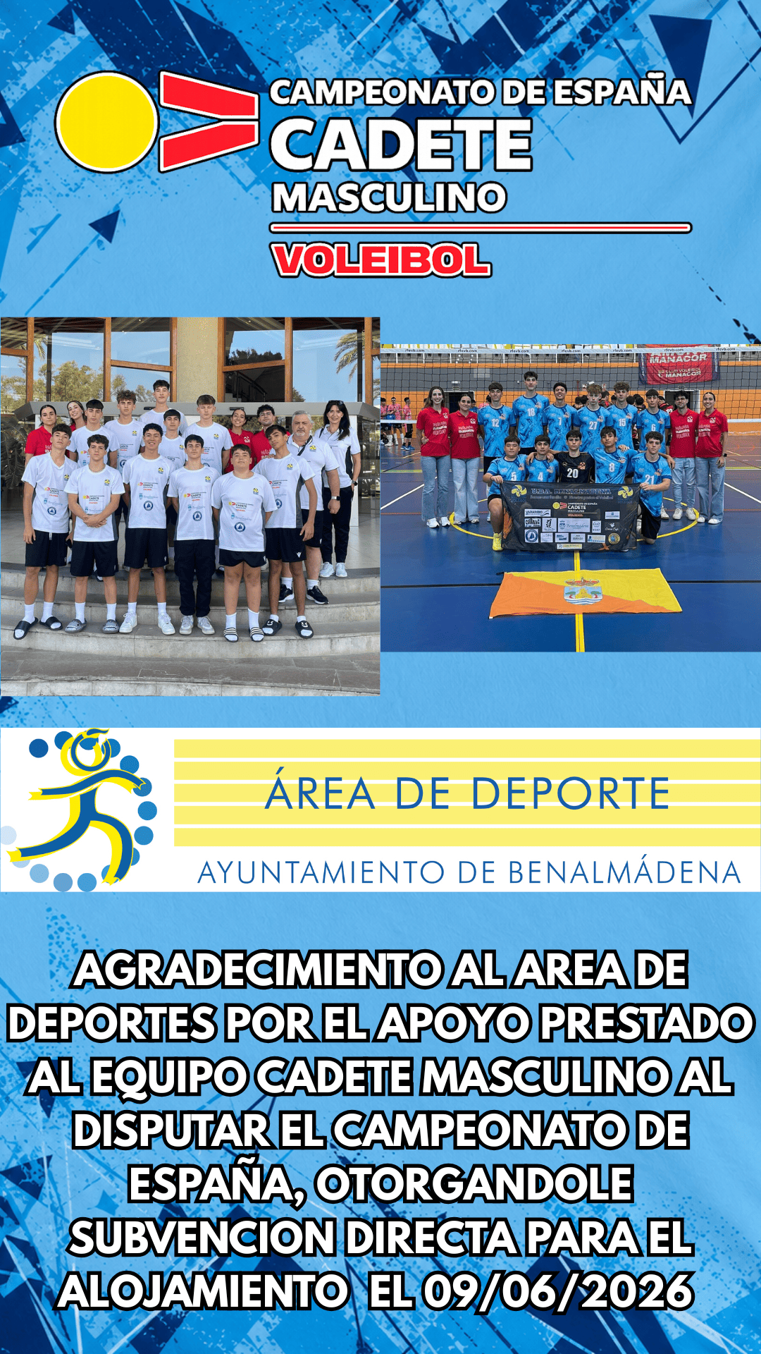 Agradecimiento Subvención Area de Deportes